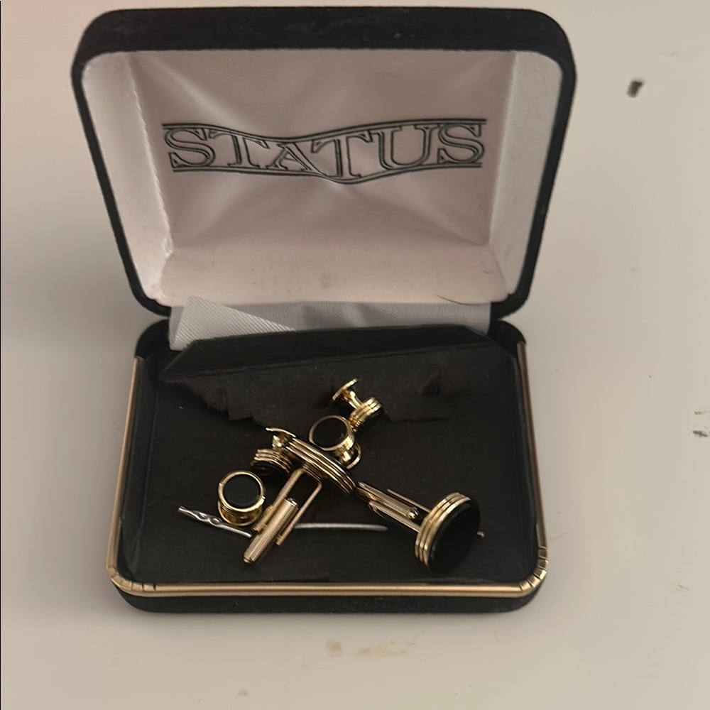 Status Gold and Black Cufflinks Set